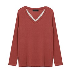 비엔엑스 여성용 레이스 브이넥 티셔츠