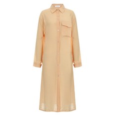 Tankus 襯衫領口袋連身裙, OR 橘色