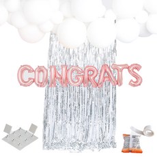 PARTYSHOW 訊息鋁箔祝賀玫瑰金銀色窗簾雲朵氣球組, 混合顏色, 1套