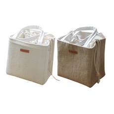 Onian棉麻保冷袋 2件組, 黃麻, 白色