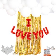 PARTYSHOW 訊息銀箔 愛心紅色 窗簾金色 雲朵氣球組, 混合色, 1套