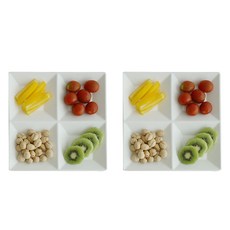 Rocoliving 方形四格小菜分隔盤, 白色, 2個