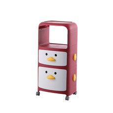 펭귄 수납 트롤리 2단, 레드