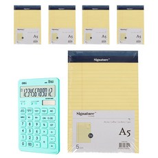 deLi 得力 粉彩計算機 藍色 01531 + A5筆記本 5入組, 黃色, 1套