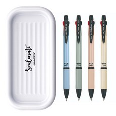 자바펜 제트3볼 비즈 빈티지 볼펜 0.7mm 4종 + 소울메이트 펜트레이 세트, 블루, 옐로우, 올리브, 피치(볼펜), 화이트(펜트레이), 1세트