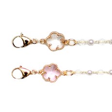 珍珠水晶三葉草口罩鍊 2 件組