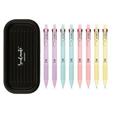 자바펜 제트3볼 비즈 베이비 볼펜 0.5mm 4종 x 2p + 소울메이트 펜트레이 세트, 퍼플, 민트, 옐로우, 피치(볼펜), 블랙(펜트레이), 1세트