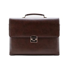 男款亮澤Roger公事斜背包, 深棕色