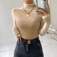 비비에모 여성용 섹시 시스루 벨로아 슬림 티셔츠 00386