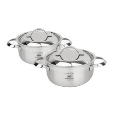 ELO IH電磁爐適用Zurich系列雙耳3層不鏽鋼鍋具組, 銀色, 湯鍋 20cm+湯鍋 24cm