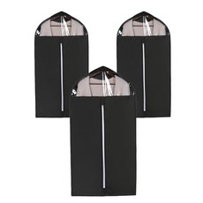 無紡布長外套衣服套黑色, 1個, 3片