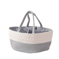 編織分隔手提收納籃, 淺灰色