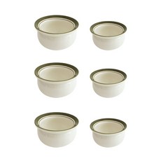 復古陶瓷湯碗 120mm 3入+145mm 3入, 綠色, 1套