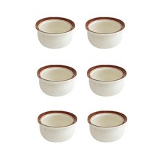 五體舒暢復古線條陶瓷湯碗 145mm, 棕色的, 6個