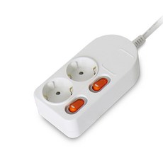 POWER ZONE Individual Safety Multi-Tab 2 Prong White 16A ES2100, 1個, 10m