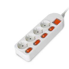 POWER ZONE 總開關獨立延長線 4孔, 1個, 3m