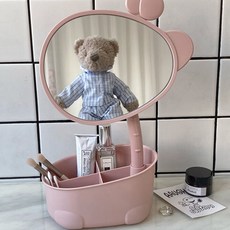 클린온 회전 수납 탁상용 거울, 핑크
