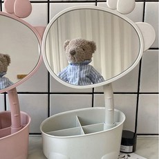 클린온 회전 수납 탁상용 거울, 화이트