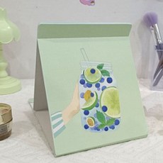 클린온 러블리 일러스트 접이식 화장거울, 그린