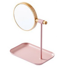 클린온 탁상용 엑세서리 수납 트레이 회전 거울, 핑크