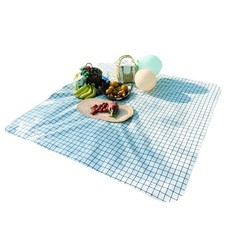 Higher Deco 野餐防水風格野餐墊, 白色格紋