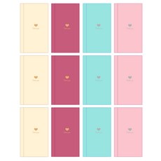 The Open House Heart 珍珠信封 4 x 2p 套組 46-0233, 象牙色、粉紅色、薄荷色、酒紅色, 3套