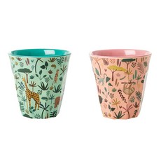 rice 幼兒印花水杯 M號 2入, Safari Green款+Safari Pink款, 1組