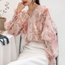 Paperments V領可愛透視雪紡衫 00708