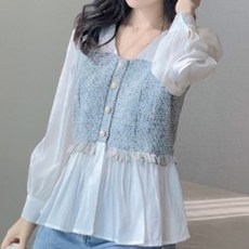 PAPERMENTS 粗花呢珍珠鈕扣襯衫