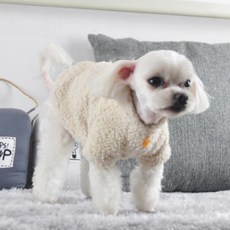 Maybe Understand 狗狗羊毛連帽T恤, 象牙白