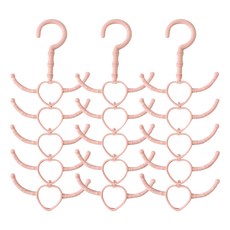 360度旋轉愛心翅膀領帶架, 粉紅色, 3個