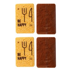 양면 설거지 스펀지 수세미 브라운, 4개, 1개입