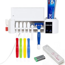 SAMKOOK 壁掛式牙刷烘乾機 HD-603W+電池+便攜式USB牙刷清潔器 BIO-301, 白色（烘乾機），花紋銀（便攜）, HD-603W（烘乾機）、BIO-301（花紋銀）