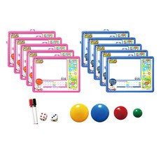 金鐘磁鐵雙面白板藍色5p+粉色5p+白板筆2種+磁鐵4p+骰子2p套組, 塑料