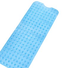 防滑彩色浴缸墊 100 x 40 cm, 半透明天藍色, 1個