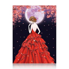 KMELLIE 3D AB + 圓形鑽石畫 DIY 套組 40 x 60 cm, 害羞的女人, 1套