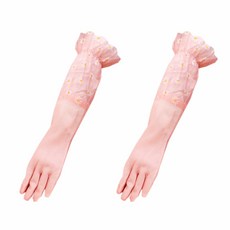 加長版橡膠手套 小花圖案, 粉色的, 1雙