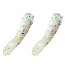 加長版橡膠手套 小鹿圖案, 綠色, 1套