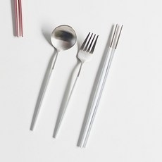 메나르 플루스실버 수저 포크 2인 세트, 6개, 숟가락2 + 젓가락2 + 포크2, 화이트
