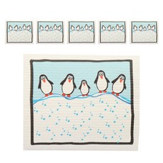Ove&Ove 吸水圖案抹布 五隻企鵝 YJ01, 6個