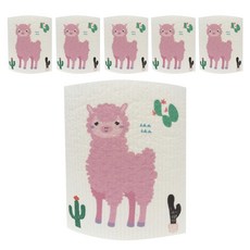 Ove and Ove 純棉圖案抹布 粉紅羊駝 YJ53, 6個