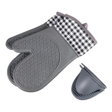 Eugenetopia 廚房手夾+烤箱手套套組, 灰色的, 1套