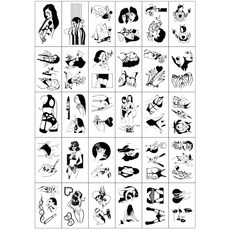 暗黑女人紋身貼紙 30款入, 混色, 1套