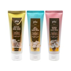 plu 臉部清爽去角質乳 100g+柔軟磨砂去角質乳 100g+蜂蜜保濕乳霜 100g, 1套