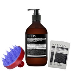 ecoliv 摩洛哥堅果洗髮精 500ml+頭皮按摩刷 紅色+沐浴露小樣 2入組合, 1套