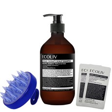 ecoliv 頭皮護理洗髮精 500ml+頭皮按摩刷 藍色+沐浴露隨身包 2入組, 1套