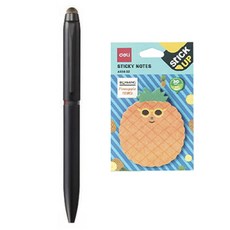 JETSTREAM 雙3色觸控筆0.5mm+得力水果膠記事本55602套組, 黑色（觸控筆），隨機發貨（備忘錄紙）, 1套