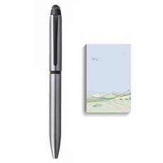 JETSTREAM 雙3色觸控筆0.5mm+得力癒合膠記事本21542套組, 銀色（觸控筆），隨機發貨（備忘錄紙）, 1套