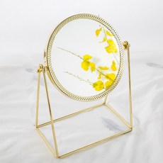 Higher Deco 桌面鏡子圓形 17 x 10 x 24 cm KMY21082609, 淺金色