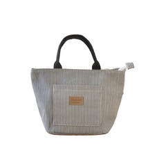 便當保溫保冷袋午餐袋 灰色條紋, 1個